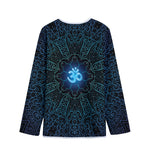 Blue Om Mandala Print Long Sleeve Short Coat