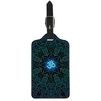 Blue Om Mandala Print Luggage Tag