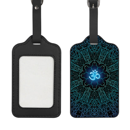 Blue Om Mandala Print Luggage Tag