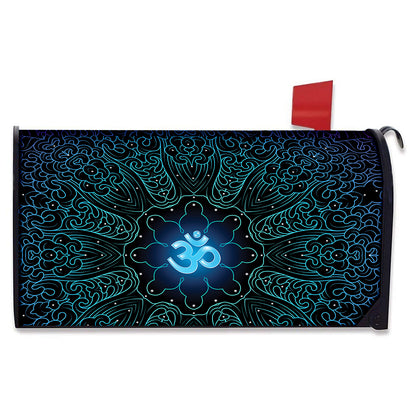 Blue Om Mandala Print Mailbox Cover
