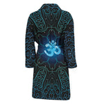 Blue Om Mandala Print Men's Bathrobe
