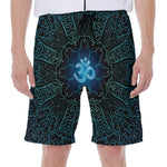 Blue Om Mandala Print Men's Beach Shorts