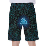Blue Om Mandala Print Men's Beach Shorts