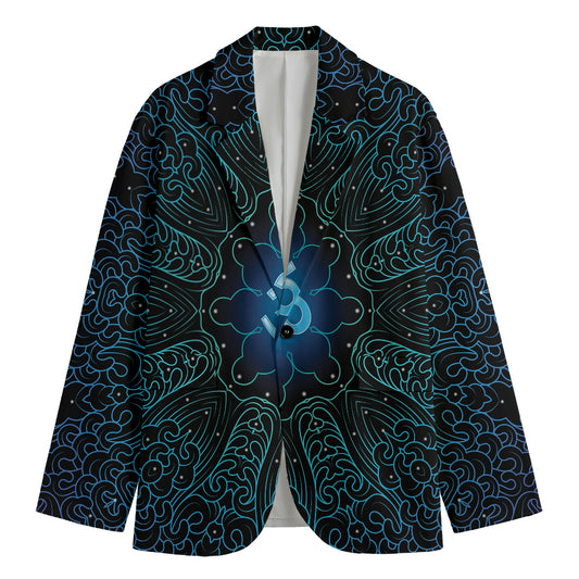 Blue Om Mandala Print Men's Blazer