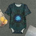 Blue Om Mandala Print Men's Bodysuit