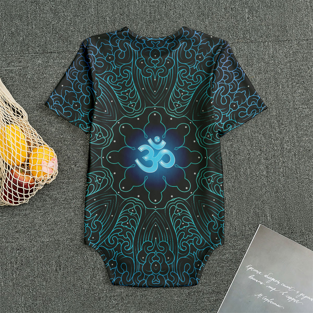Blue Om Mandala Print Men's Bodysuit