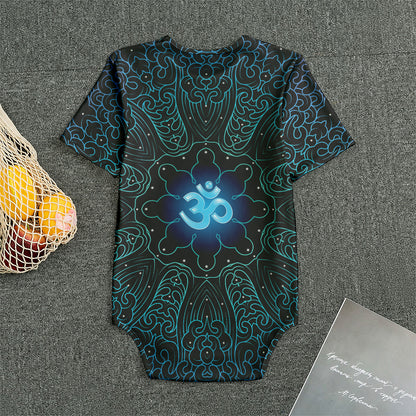 Blue Om Mandala Print Men's Bodysuit