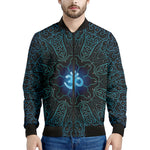 Blue Om Mandala Print Men's Bomber Jacket