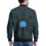 Blue Om Mandala Print Men's Bomber Jacket