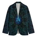 Blue Om Mandala Print Men's Cotton Blazer