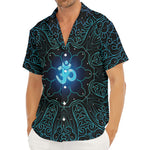 Blue Om Mandala Print Men's Deep V-Neck Shirt