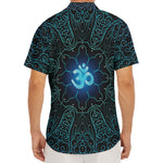 Blue Om Mandala Print Men's Deep V-Neck Shirt