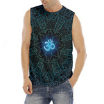 Blue Om Mandala Print Men's Fitness Tank Top