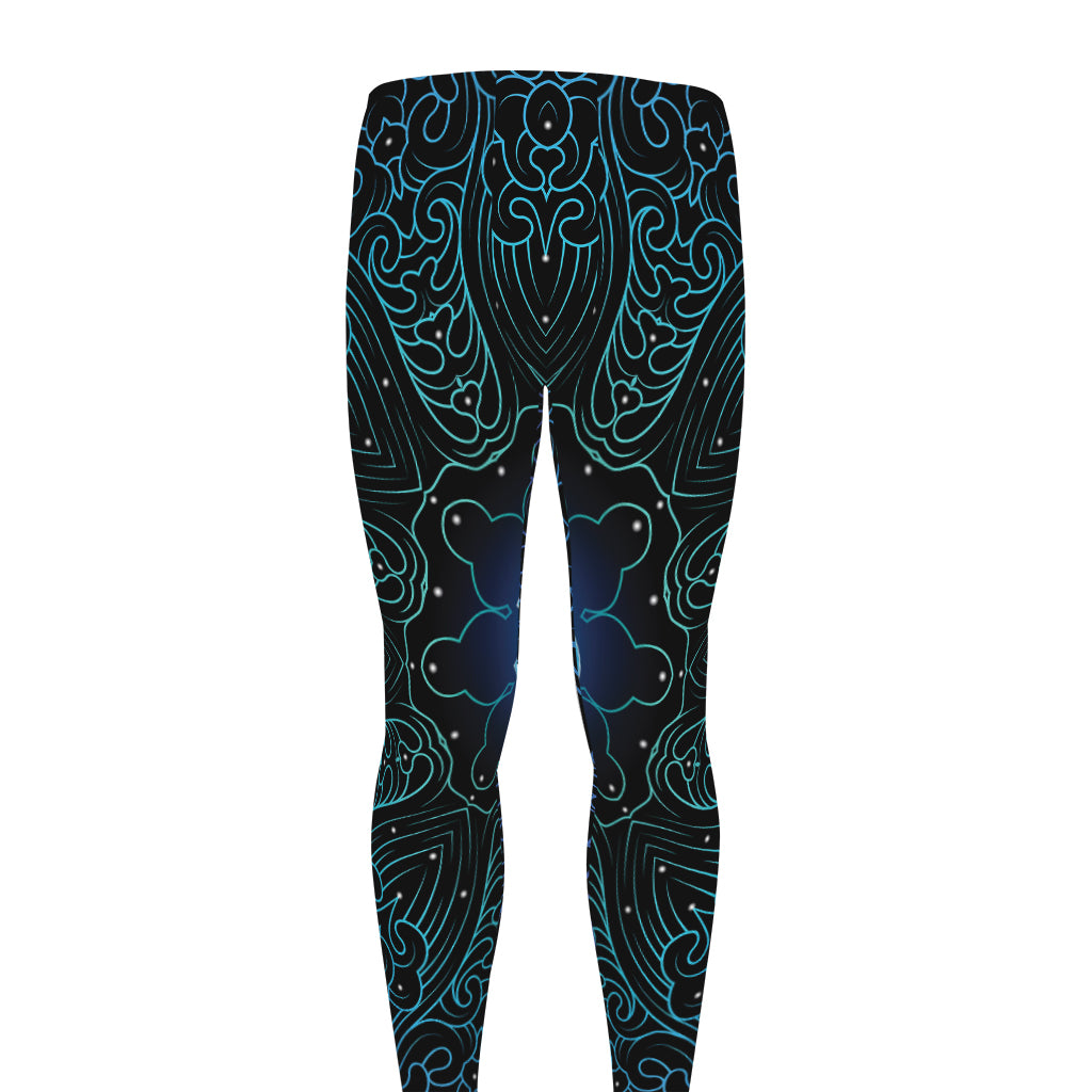 Blue Om Mandala Print Men's leggings
