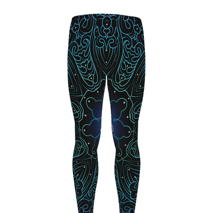 Blue Om Mandala Print Men's leggings