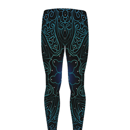 Blue Om Mandala Print Men's leggings