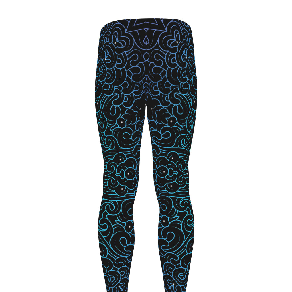Blue Om Mandala Print Men's leggings