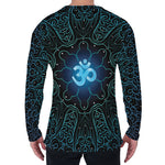 Blue Om Mandala Print Men's Long Sleeve T-Shirt