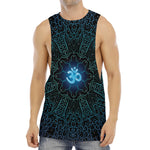 Blue Om Mandala Print Men's Muscle Tank Top