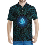 Blue Om Mandala Print Men's Polo Shirt