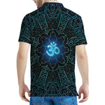 Blue Om Mandala Print Men's Polo Shirt