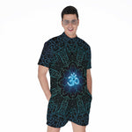 Blue Om Mandala Print Men's Rompers