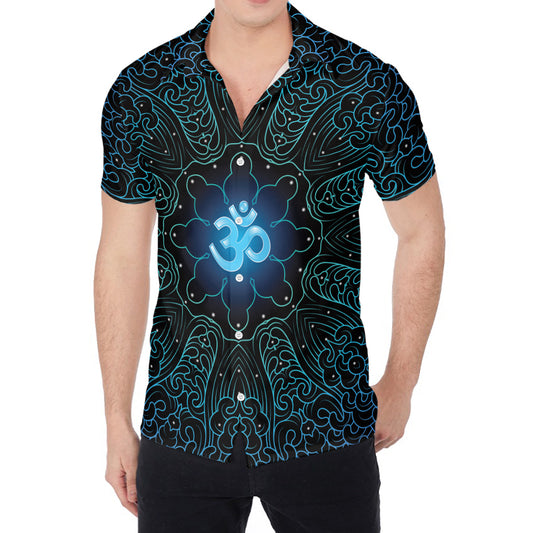 Blue Om Mandala Print Men's Shirt