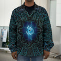 Blue Om Mandala Print Men's Shirt Jacket