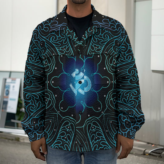 Blue Om Mandala Print Men's Shirt Jacket