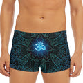 Blue Om Mandala Print Men's Short Boxer Briefs