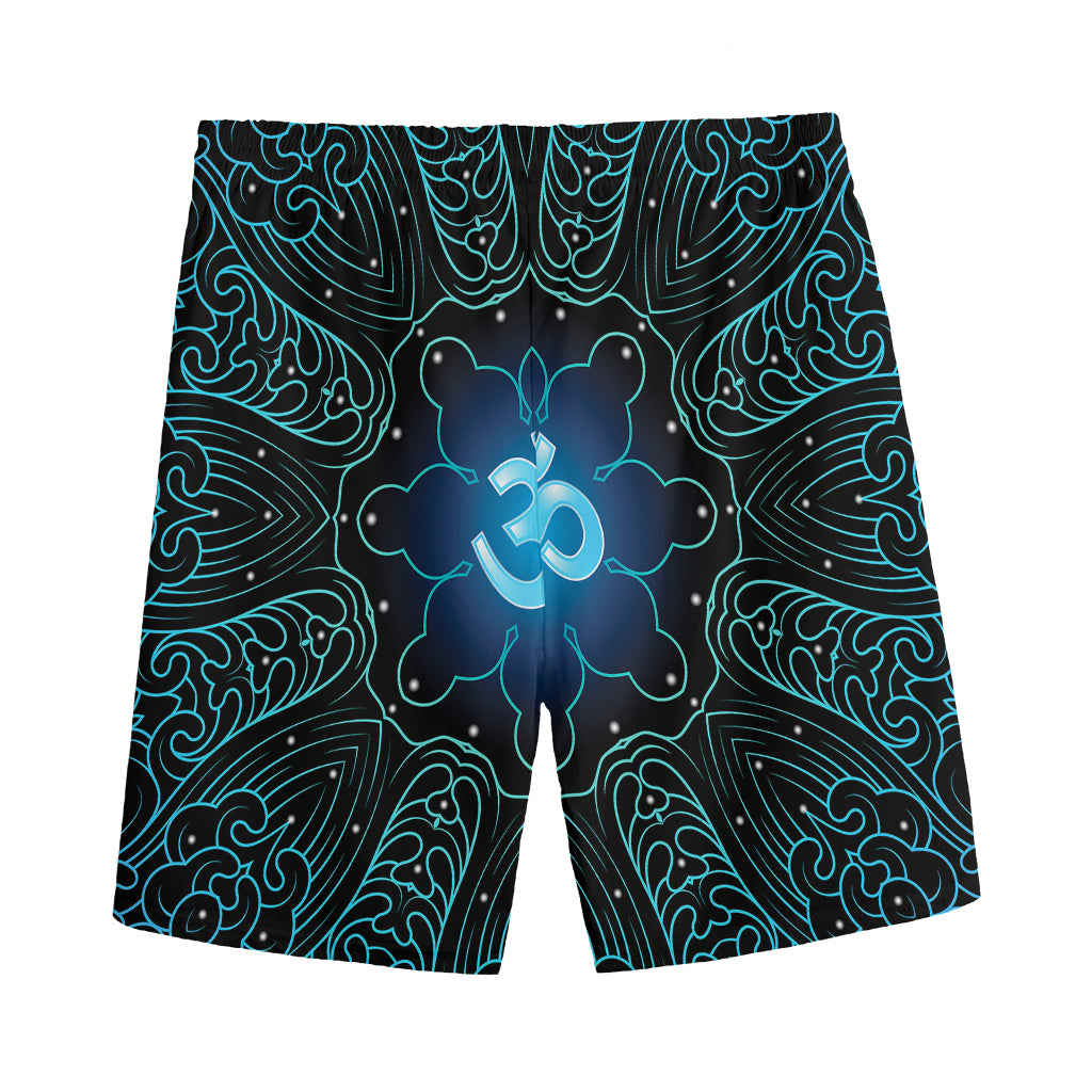 Blue Om Mandala Print Men's Sports Shorts