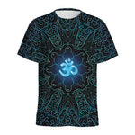Blue Om Mandala Print Men's Sports T-Shirt