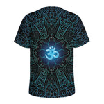 Blue Om Mandala Print Men's Sports T-Shirt
