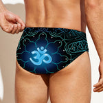 Blue Om Mandala Print Men's Swim Briefs