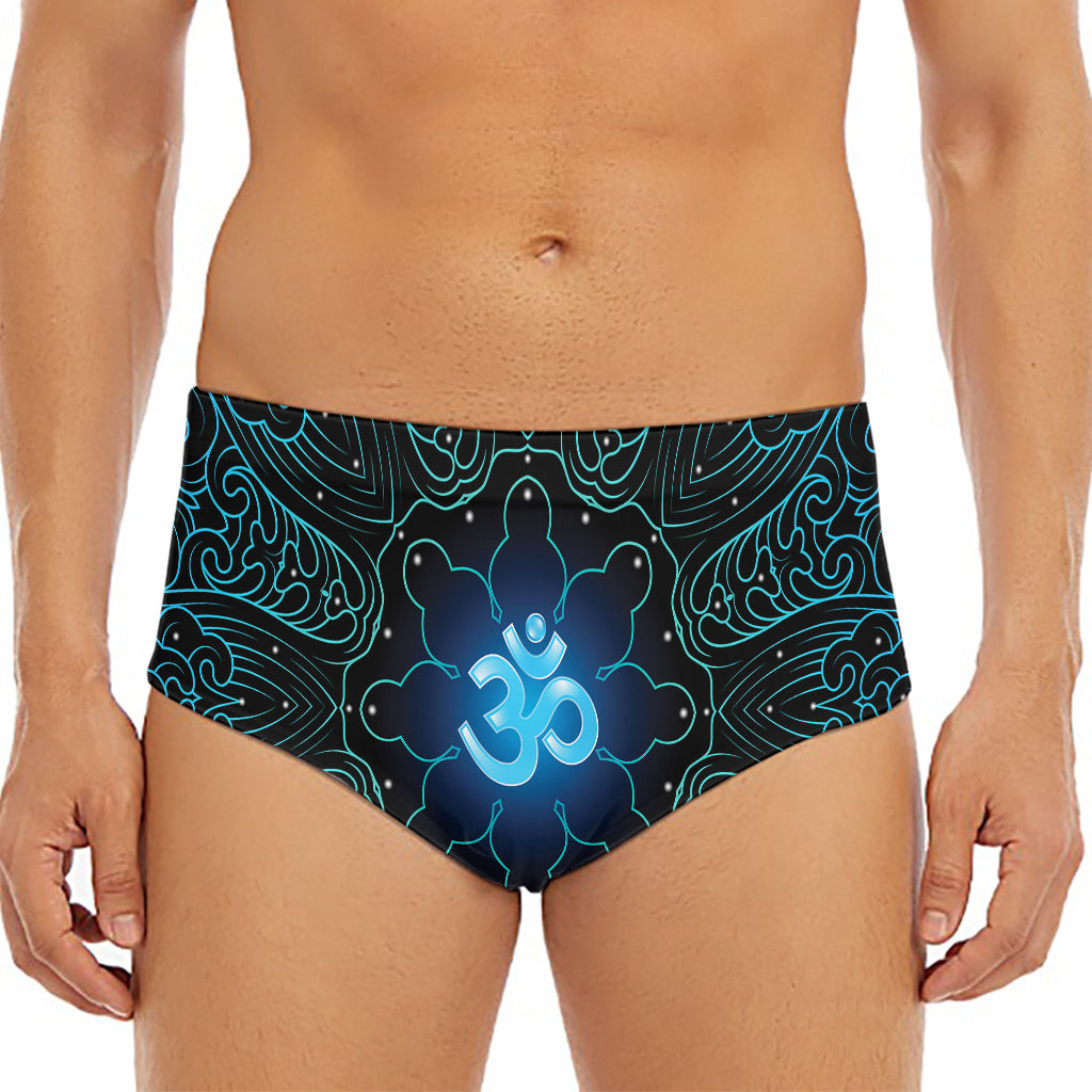 Blue Om Mandala Print Men's Triangle Swim Briefs