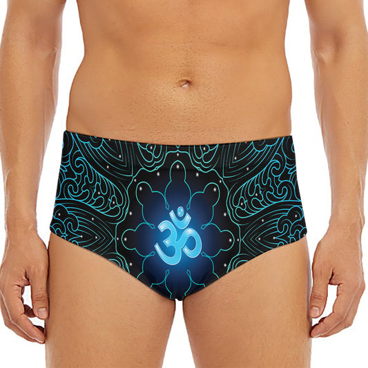 Blue Om Mandala Print Men's Triangle Swim Briefs