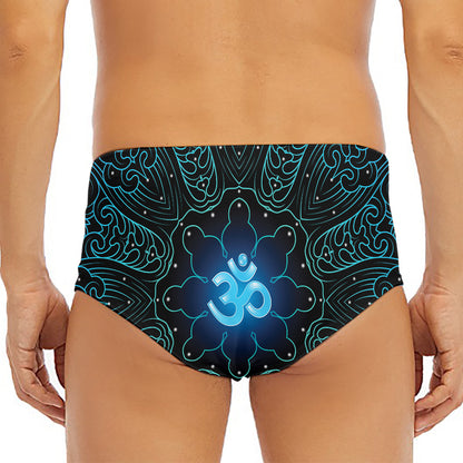 Blue Om Mandala Print Men's Triangle Swim Briefs