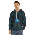 Blue Om Mandala Print Men's Velvet Pullover Hoodie