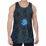Blue Om Mandala Print Men's Velvet Tank Top