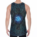 Blue Om Mandala Print Men's Velvet Tank Top