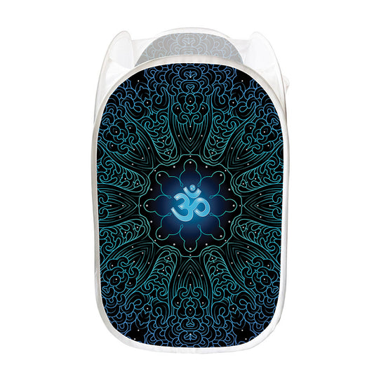 Blue Om Mandala Print Mesh Laundry Hamper