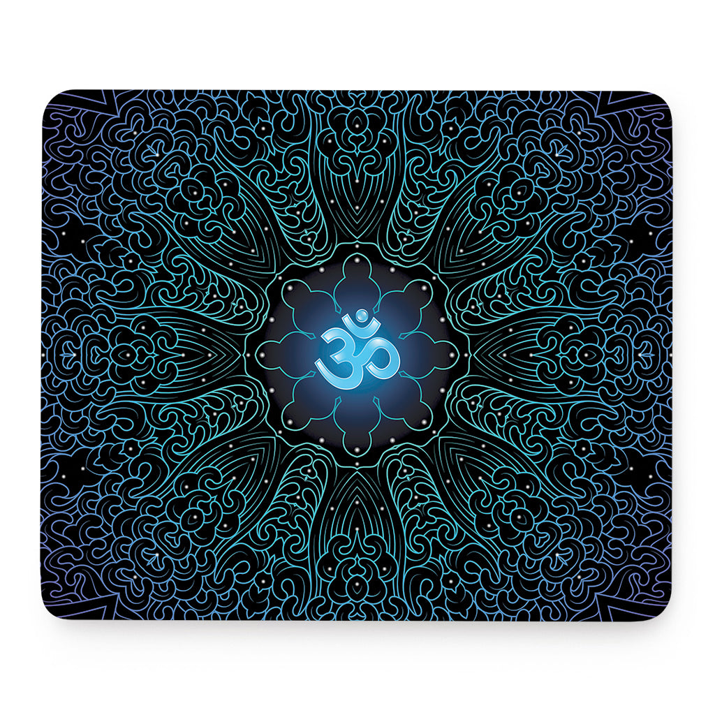Blue Om Mandala Print Mouse Pad
