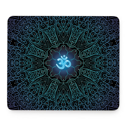 Blue Om Mandala Print Mouse Pad
