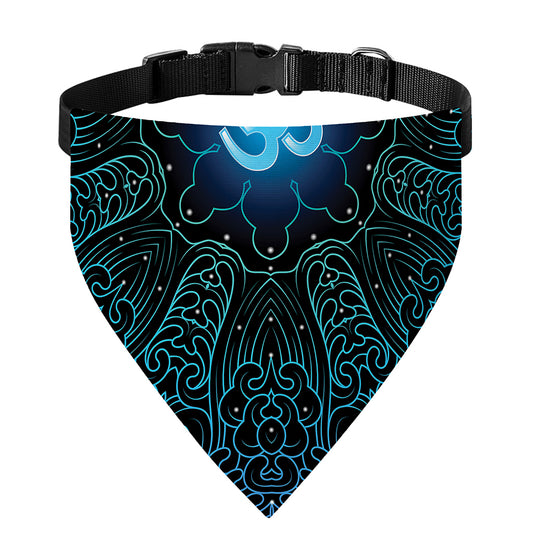 Blue Om Mandala Print Over The Collar Dog Bandana