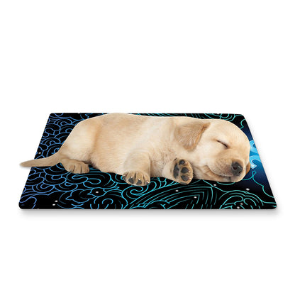 Blue Om Mandala Print Pet Cooling Mat Cover