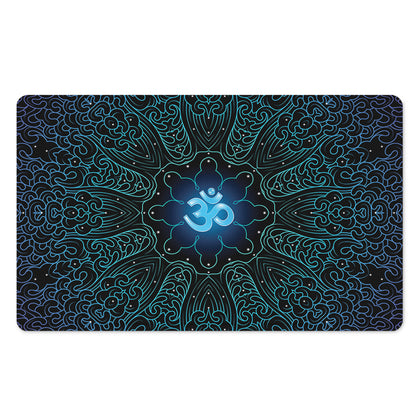 Blue Om Mandala Print Polyester Doormat