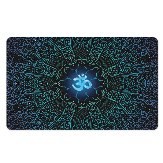 Blue Om Mandala Print Polyester Doormat