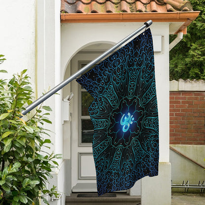 Blue Om Mandala Print Polyester Flag