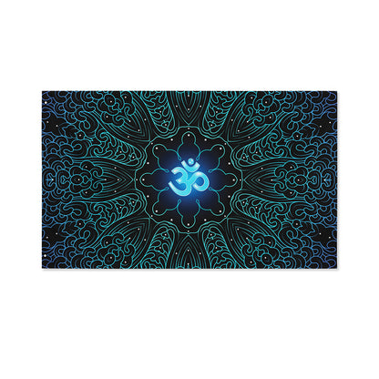 Blue Om Mandala Print Polyester Flag