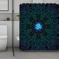 Blue Om Mandala Print Polyester Shower Curtain